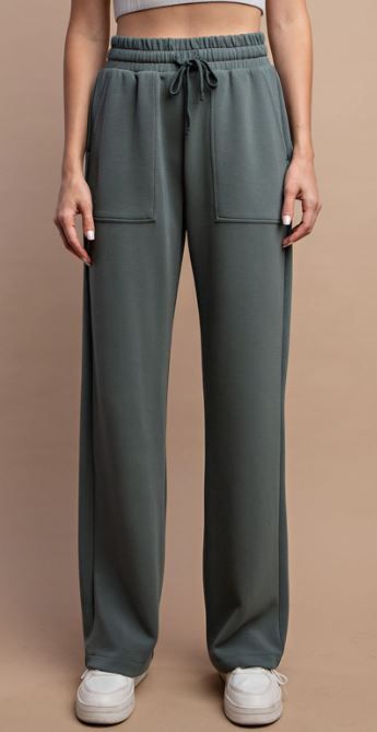 MODAL POLY SPAN STRAIGHT LOUNGE PANTS WITH POCKETS