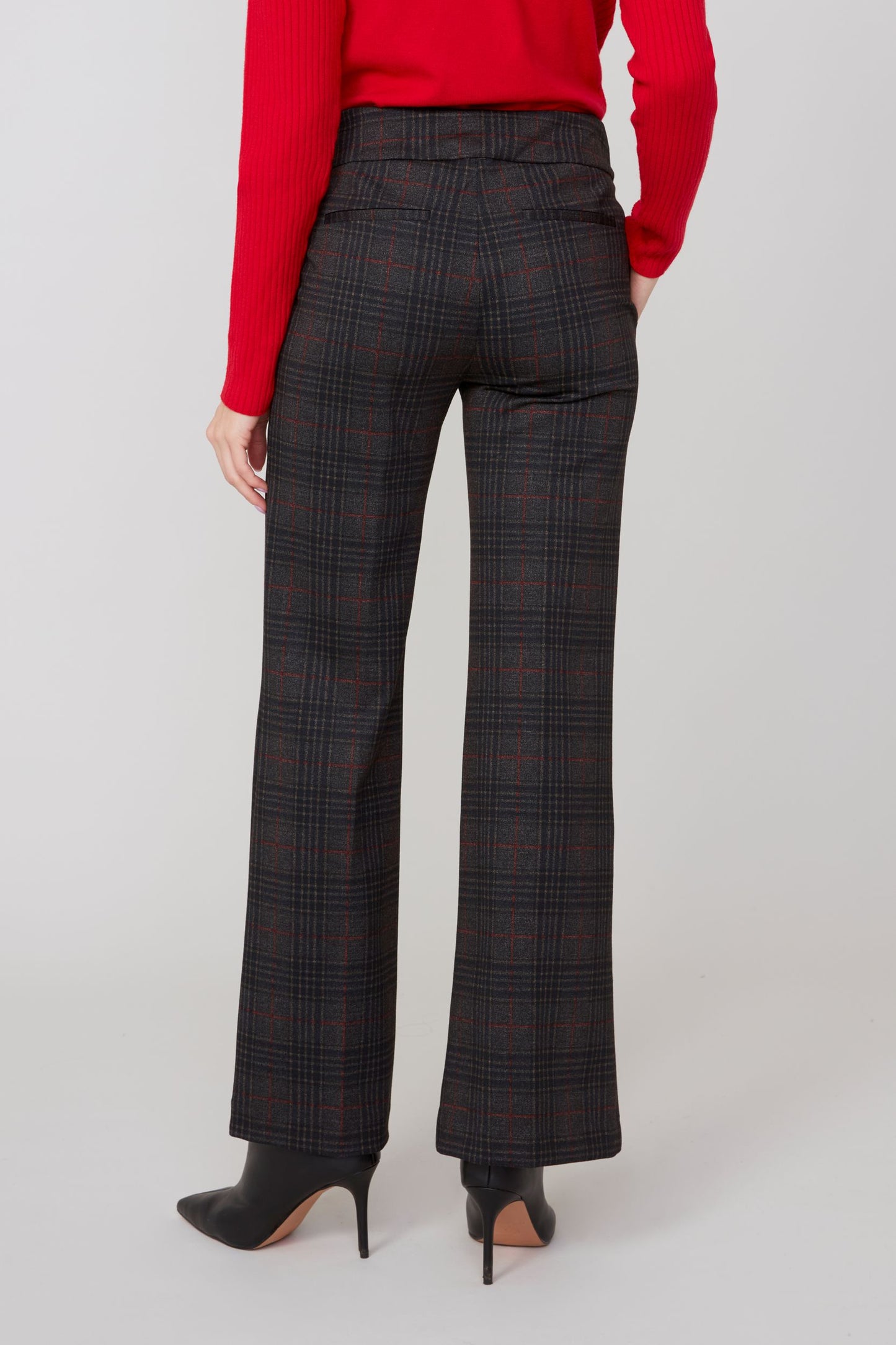 Pull on Wide Leg Plaid Pant