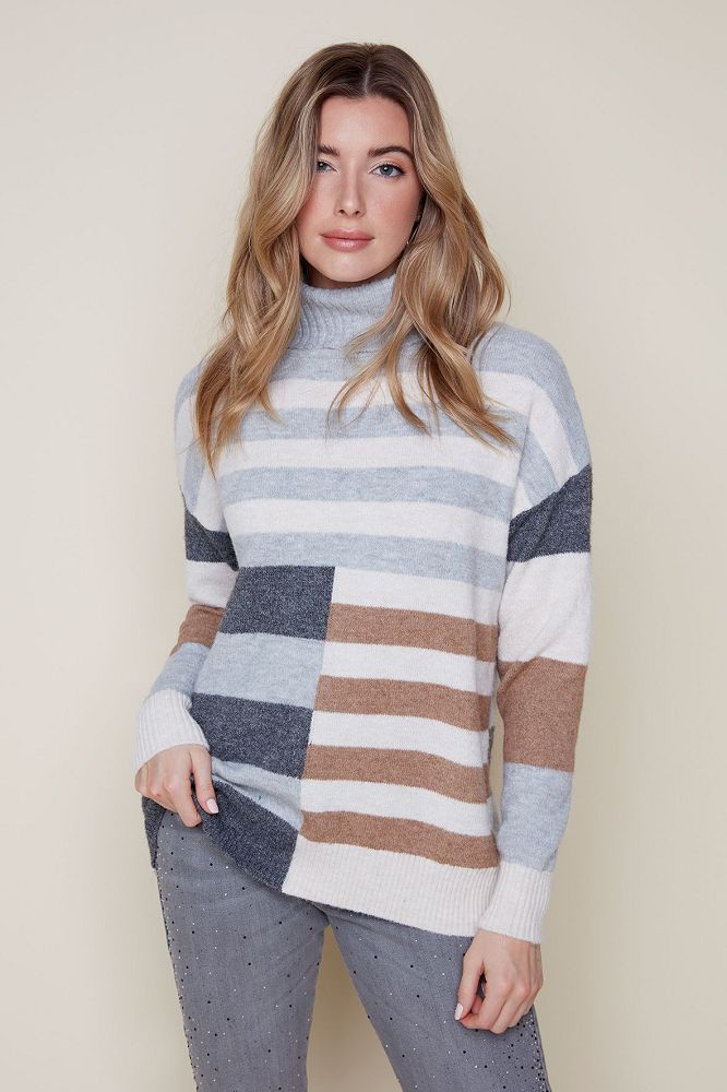 Stripe Turtle Neck Sweater