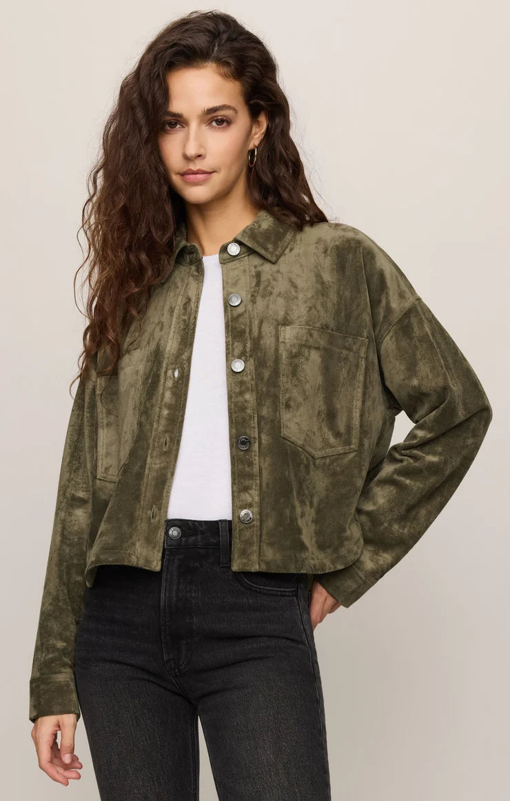 All Day Cropped Faux Suede Jacket