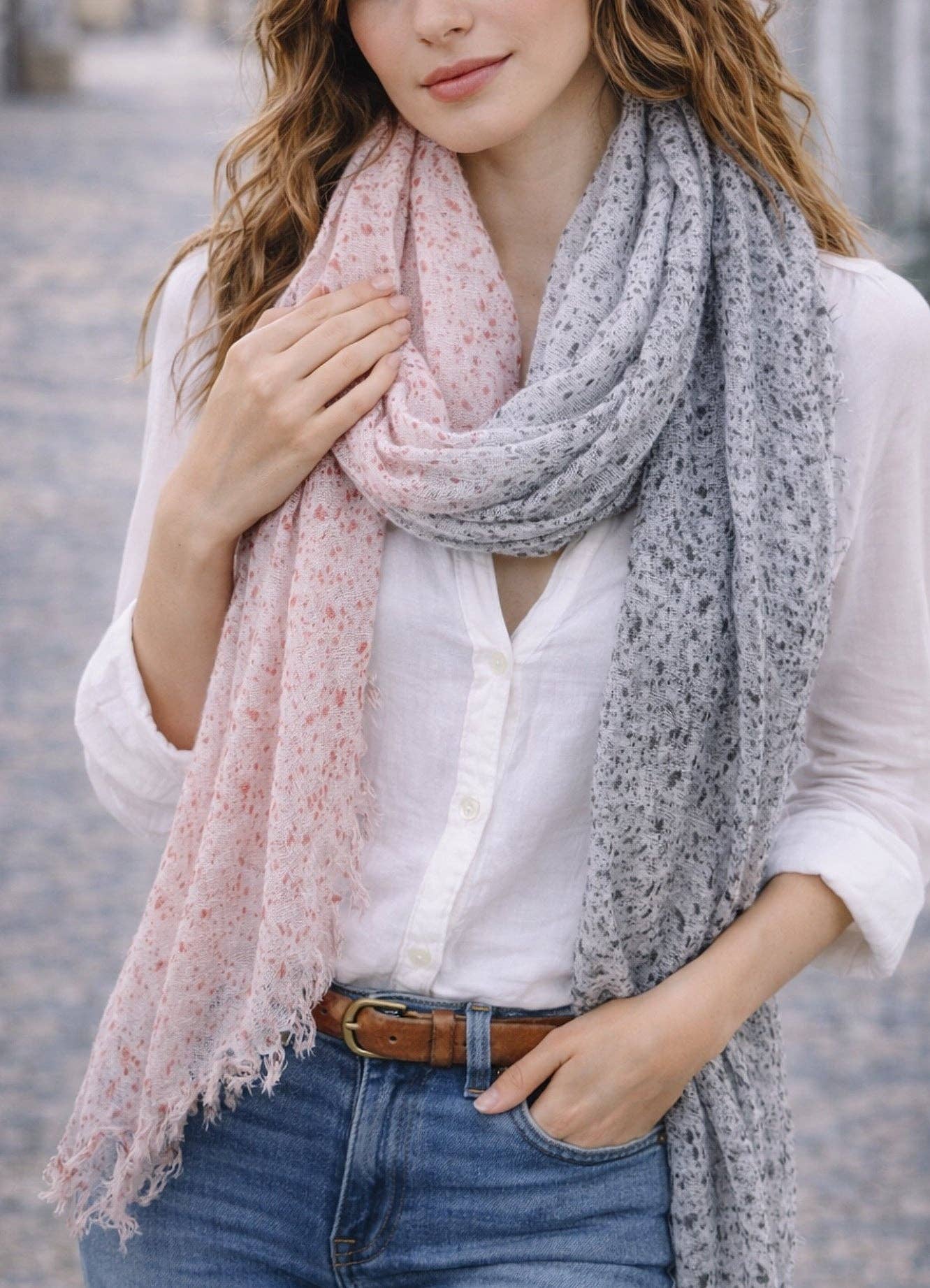 JC Sunny Fashion - JC021051 Lightweight Super Soft Two-Tone Speckled Dyed Scarf