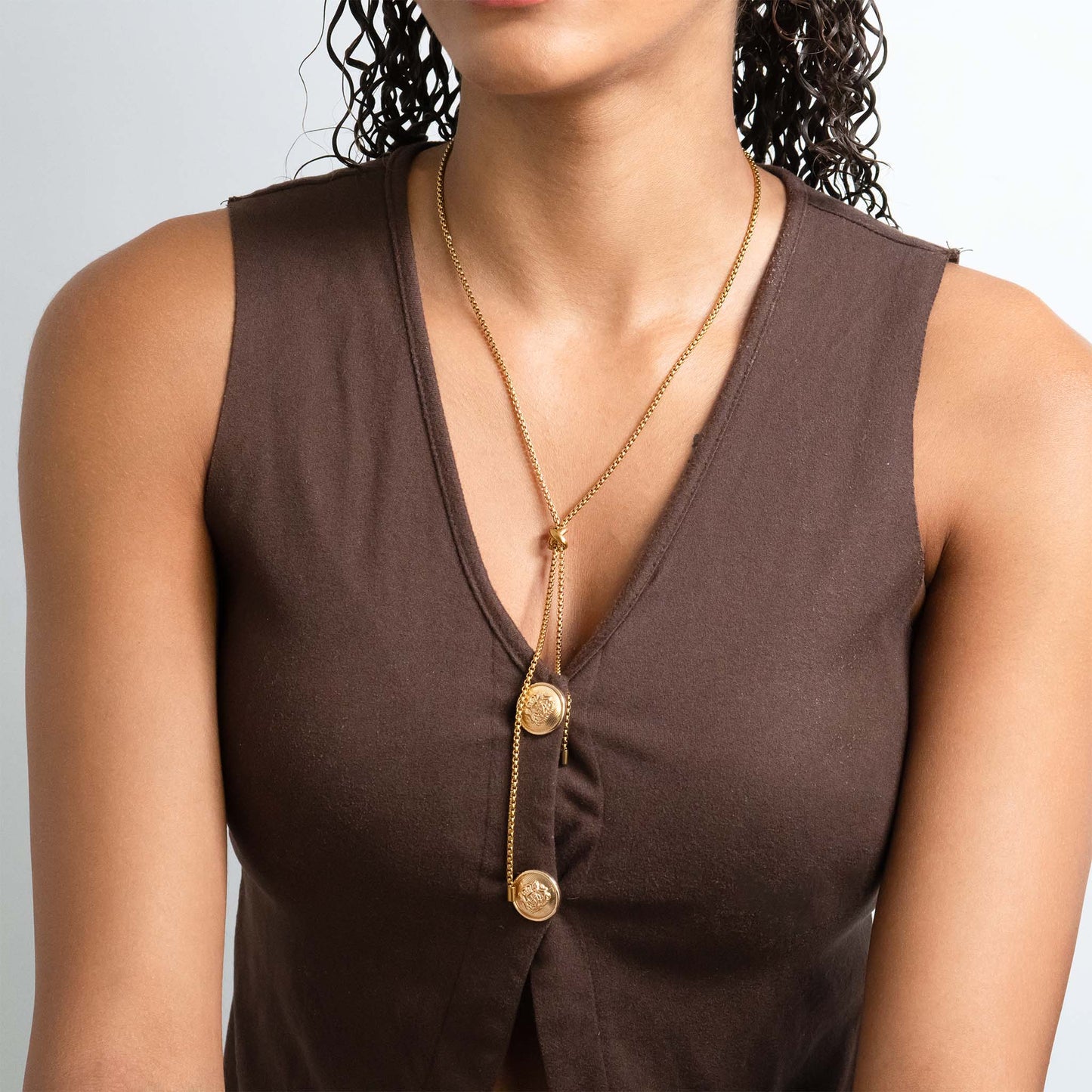 18K Gold PVD Stainless Steel Bolo Necklace