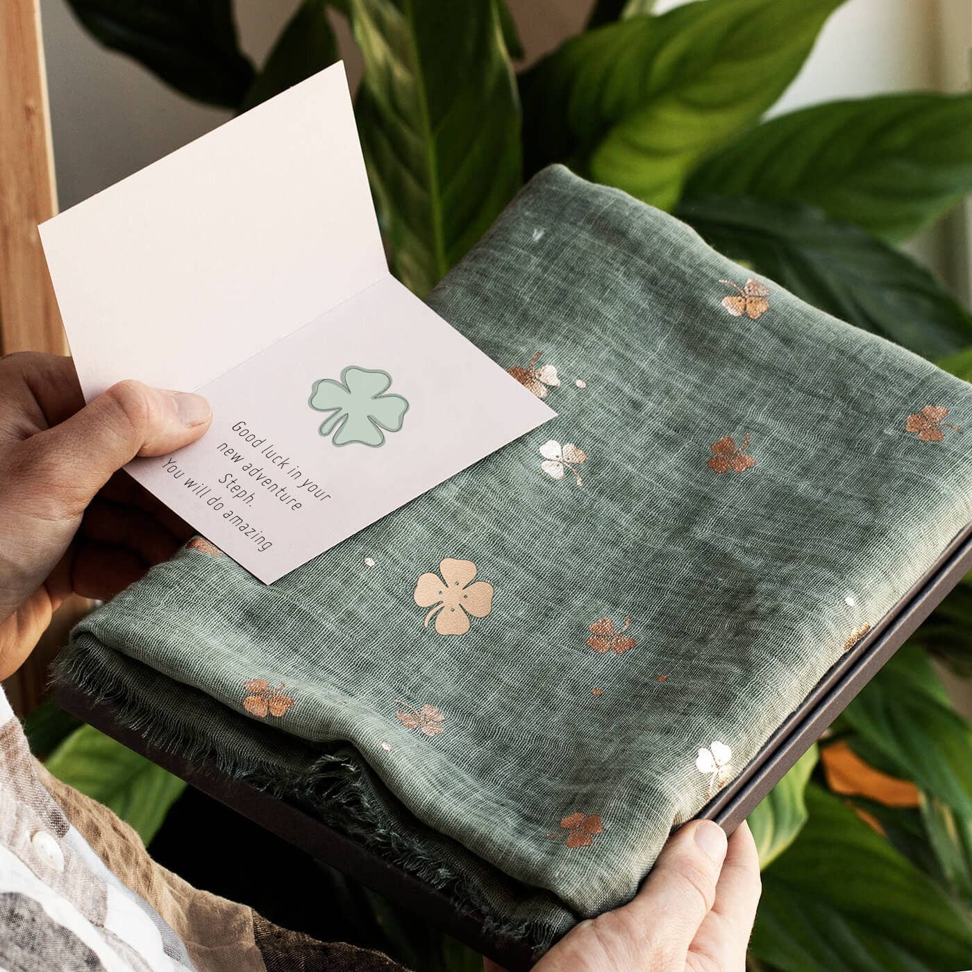 Studio Hop - Bringing You Luck Clover Foil Gift Scarf