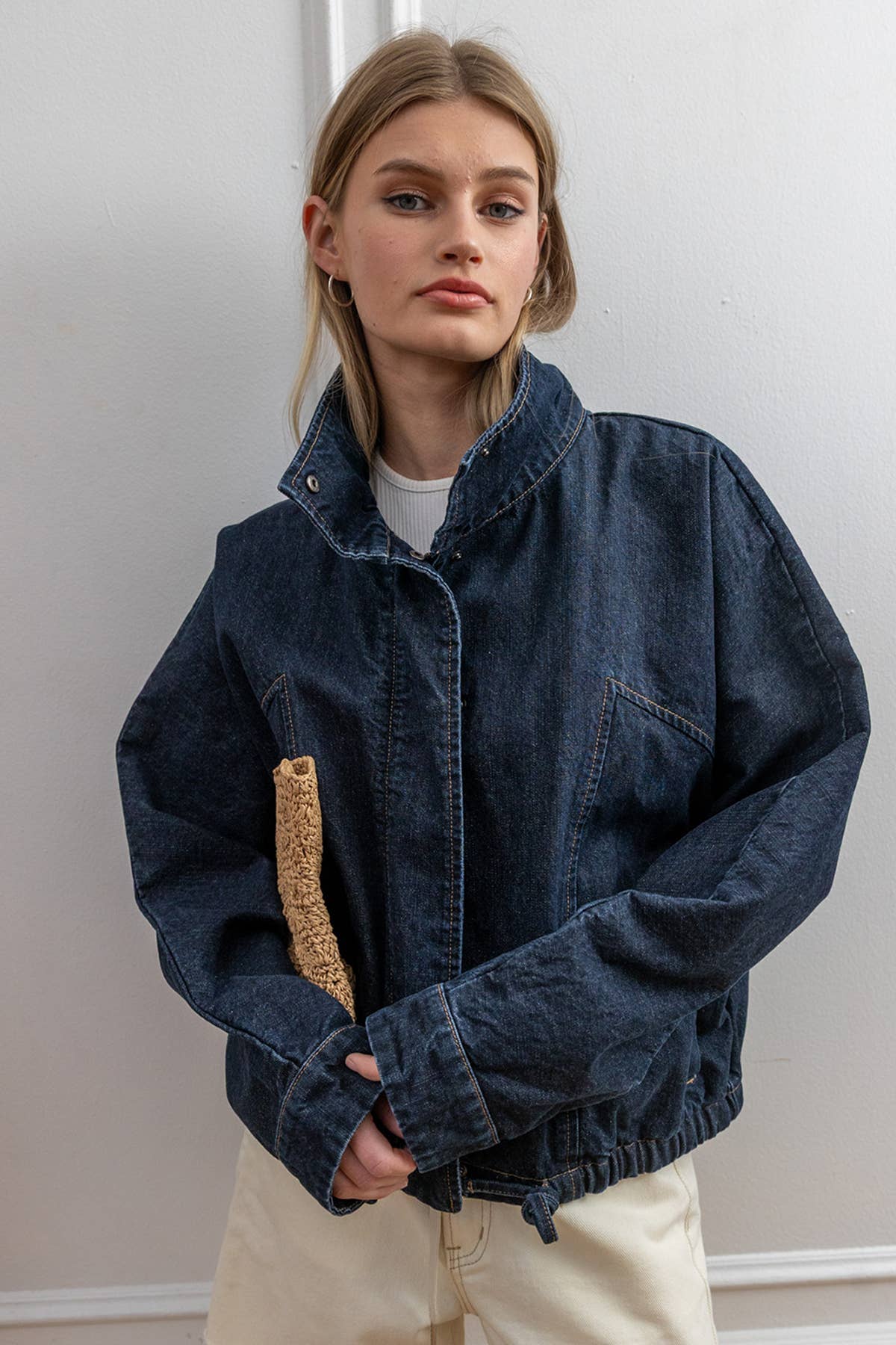 RAISONNEL - High Neck Waist Denim Jacket - RJ1120