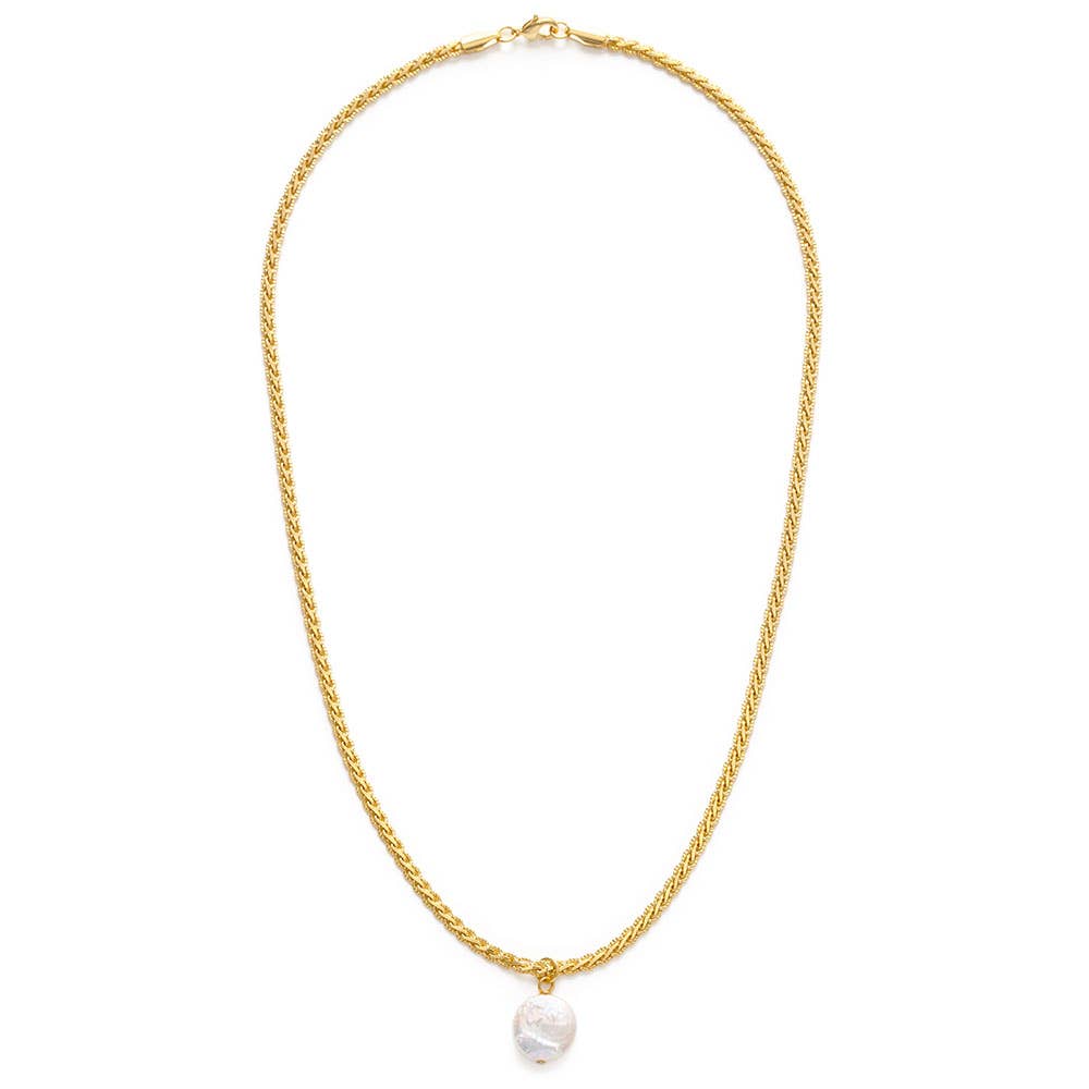 Serpentine Chain with Fresh Water Coin Pearl