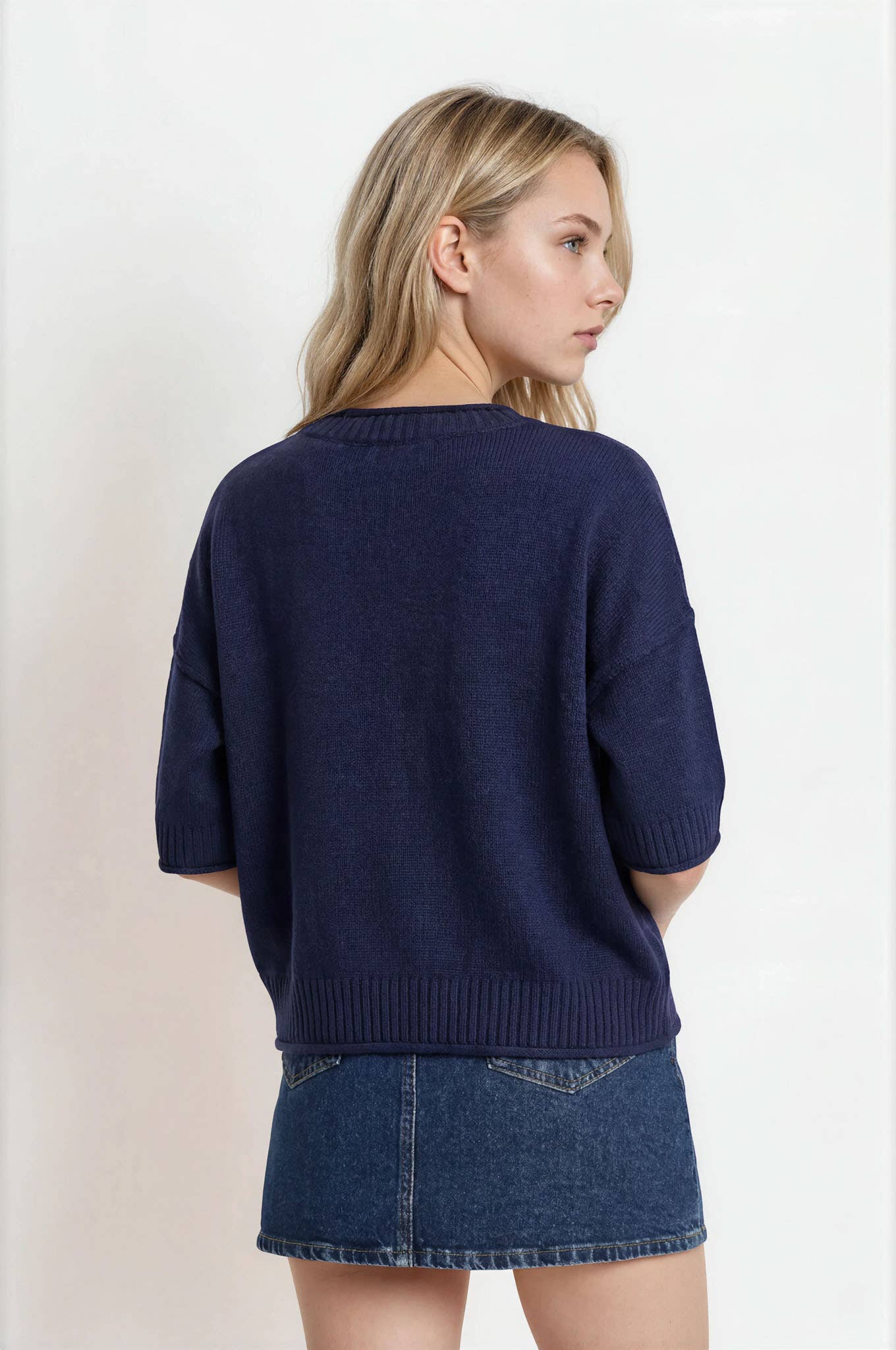 EXPOSED SEAM DROP SHOULDER SHORT SLEEVE PULLOVER - Blu Pepper