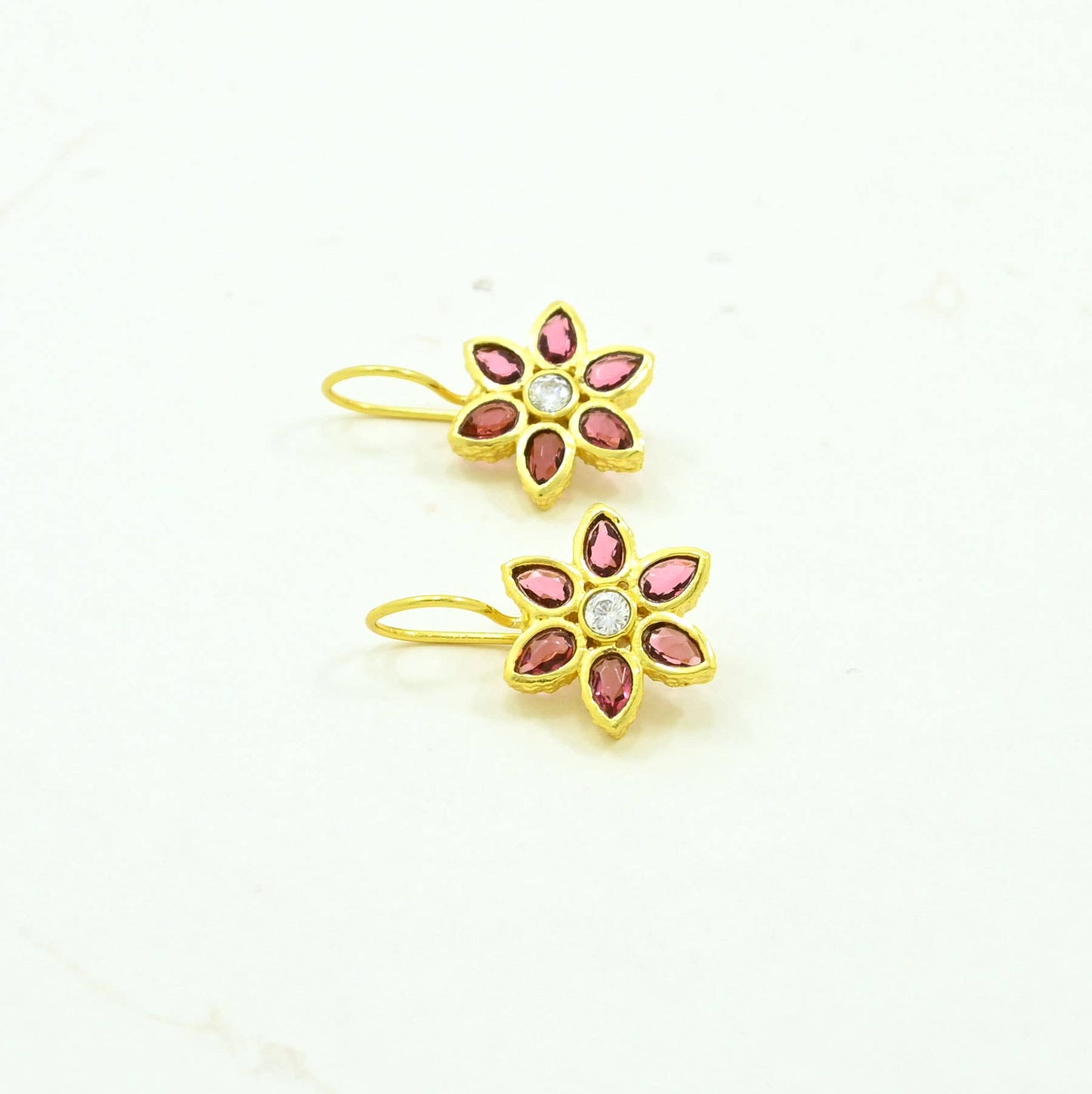 Schmuckoo Berlin - Amelia Earring Gold Plated - Pink Tourmaline & Crystal
