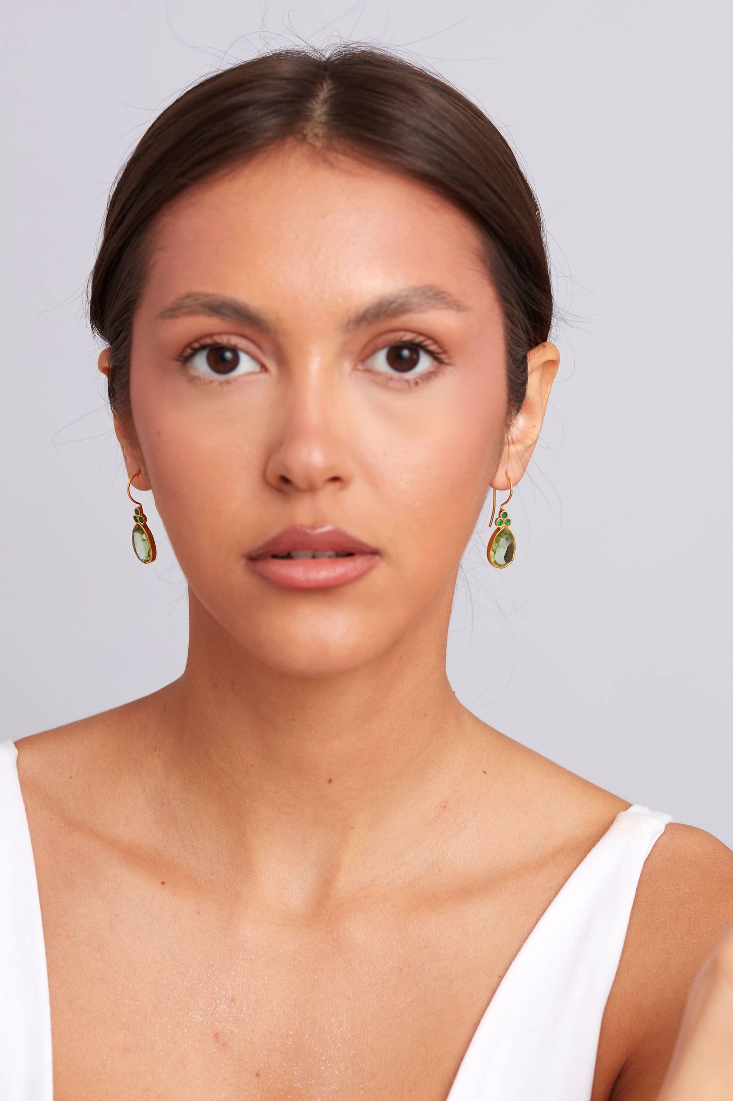 Schmuckoo Berlin - Delilah Earring Gold Plated Silver 925- Prasiolite & Emerald