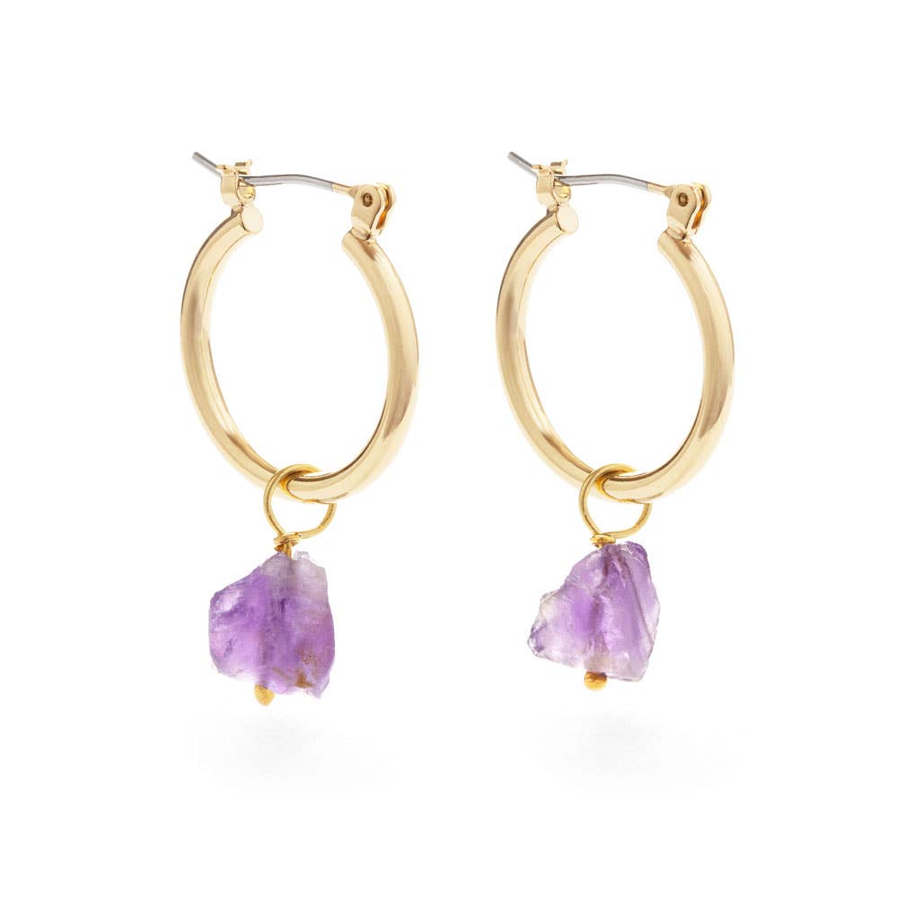 Raw Rough Cut Gemstone Hoops