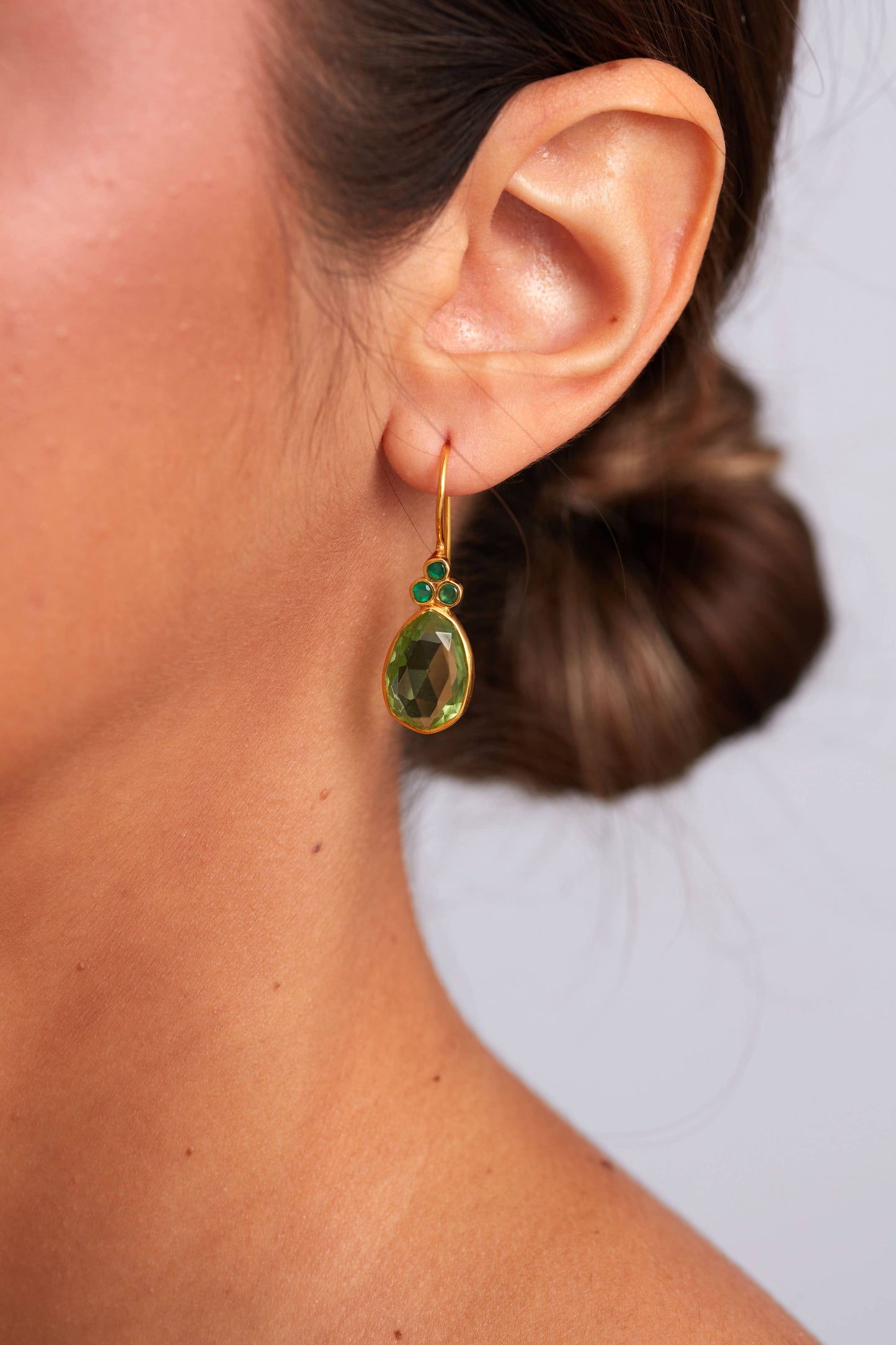 Schmuckoo Berlin - Delilah Earring Gold Plated Silver 925- Prasiolite & Emerald