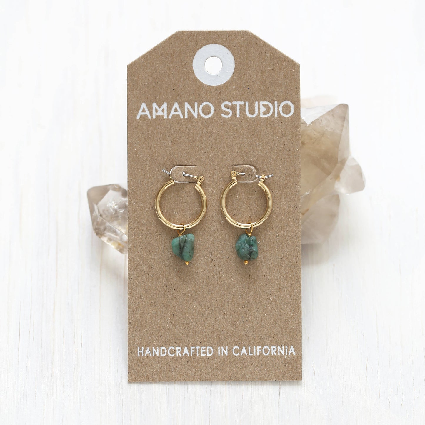 Raw Rough Cut Gemstone Hoops