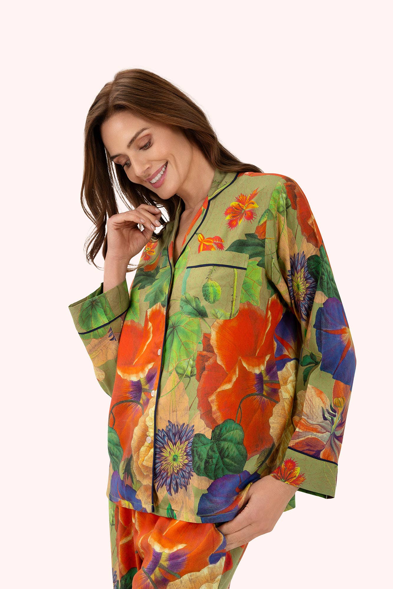 Powder Design inc - US - Supersoft Botanical Bouquet Sage Pyjamas - Small