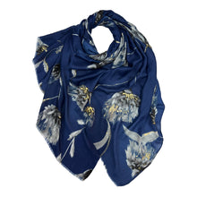 Load image into Gallery viewer, London Scarves - Dusty miller flower print on medium weight scarf
