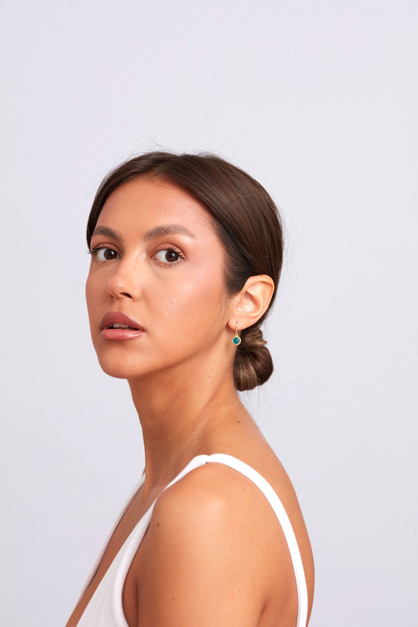 Schmuckoo Berlin - Dove Earring Gold Plated - Neon Blue Jade