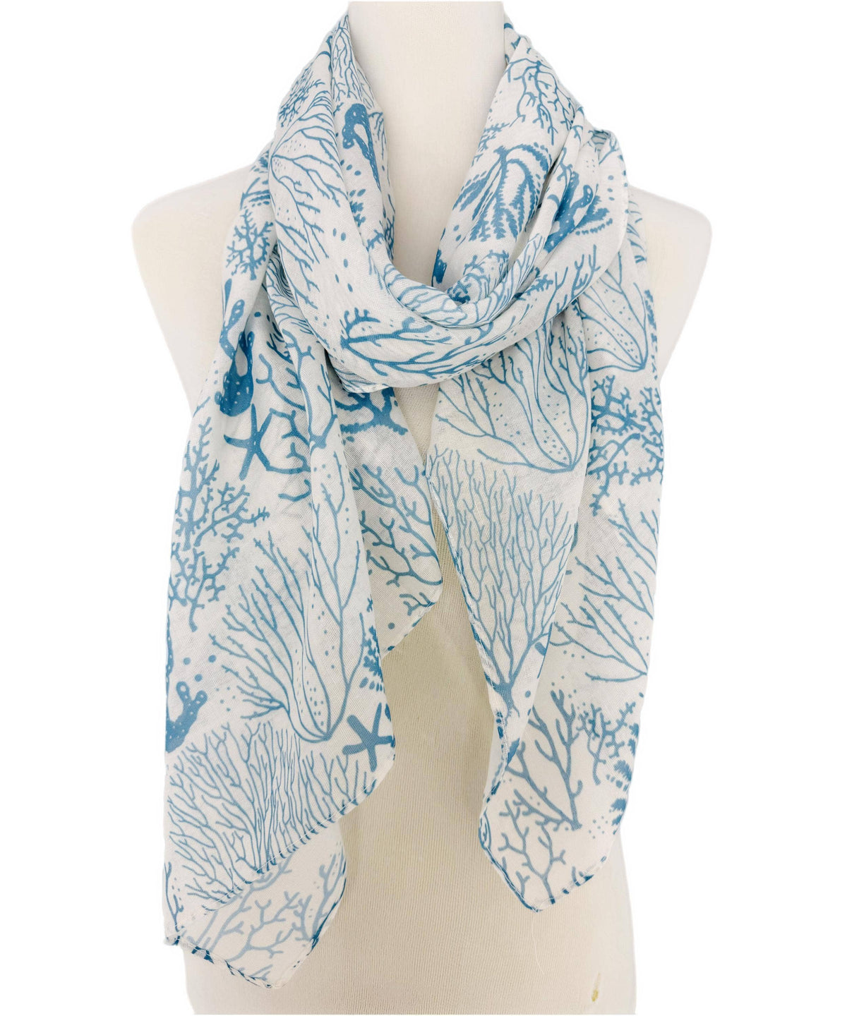 JC Sunny Fashion - JC022844 Teal Starfish & Coral Scarf