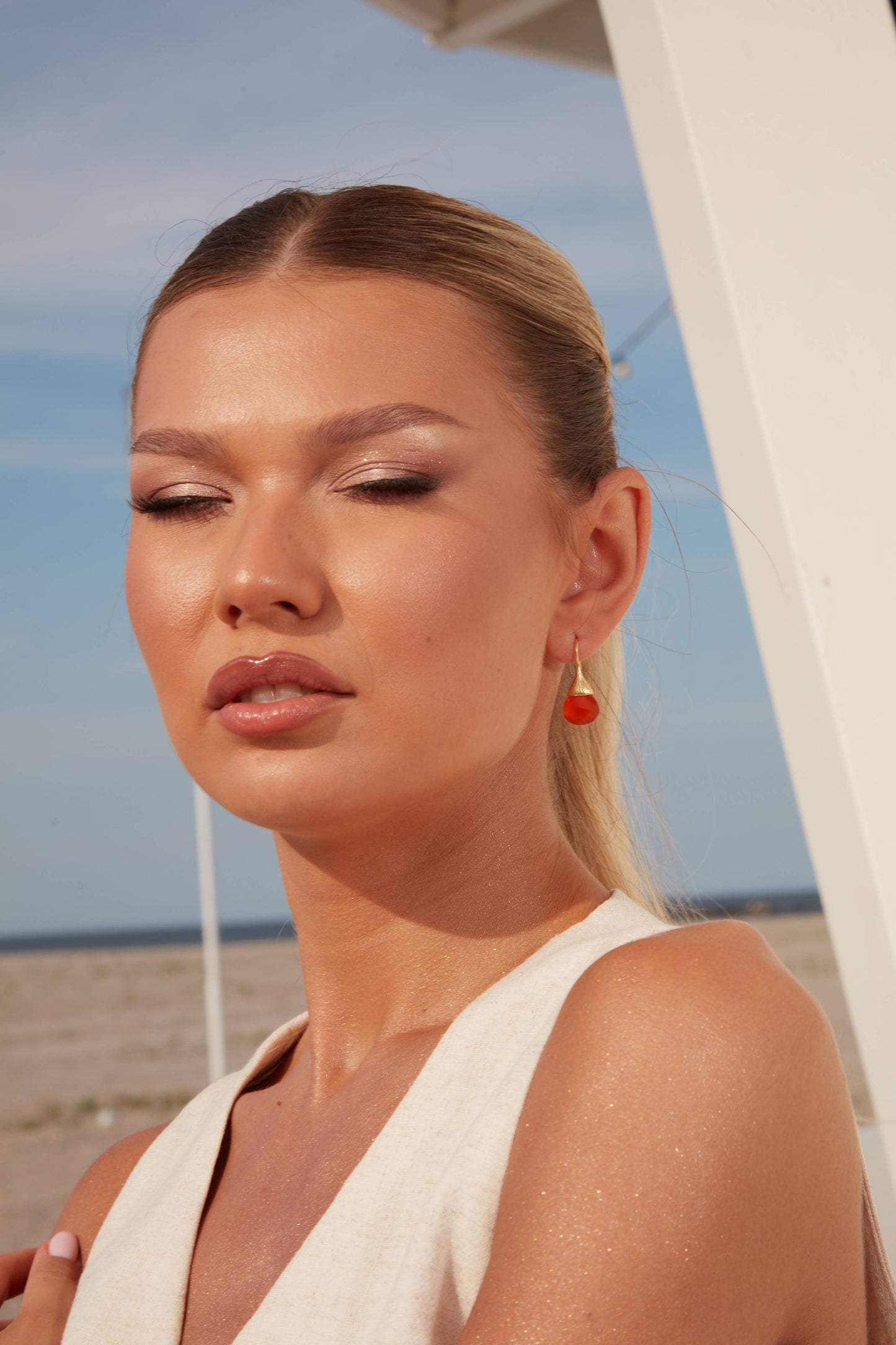 Schmuckoo Berlin - Boho Droplet Earrings Gold - Carnelian