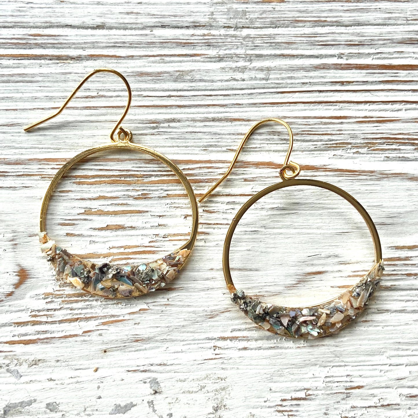Hand Crushed Pyrite Earrings