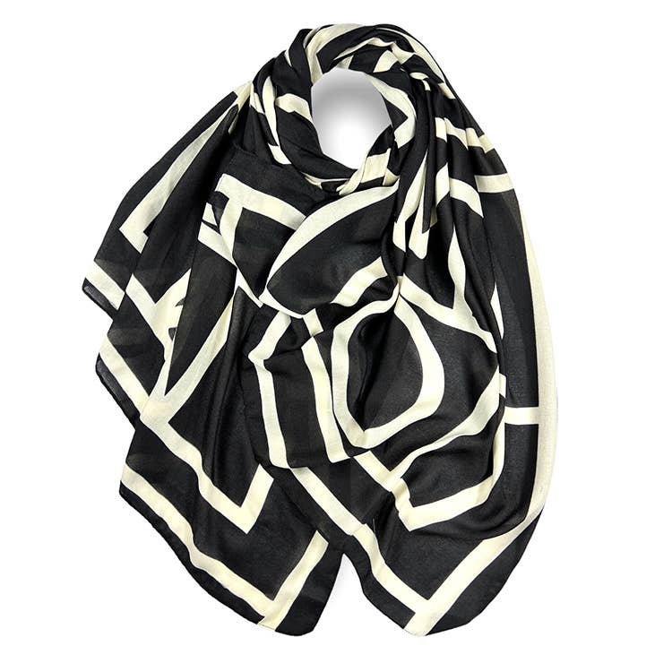 London Scarves - Women's Scarf with Geometric Print in Lightweight Material