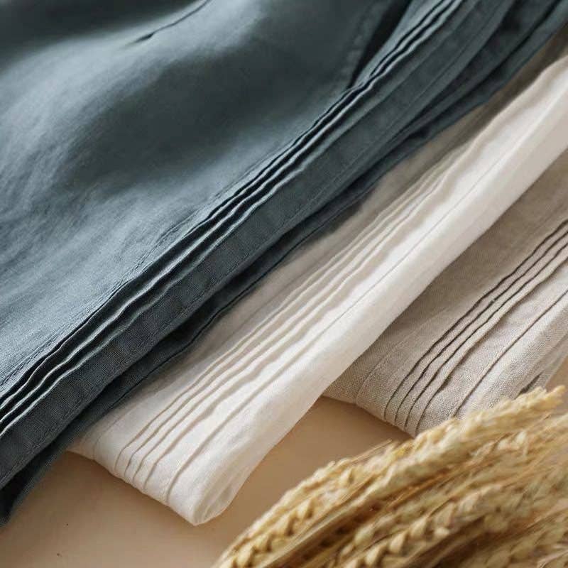 Cotton Linen Wide-Leg New Style High-Waisted Thin Straight Casual Pants - UZWS