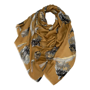 London Scarves - Dusty miller flower print on medium weight scarf