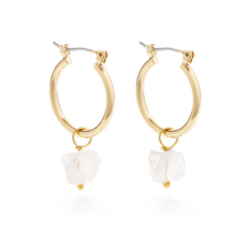 Raw Rough Cut Gemstone Hoops