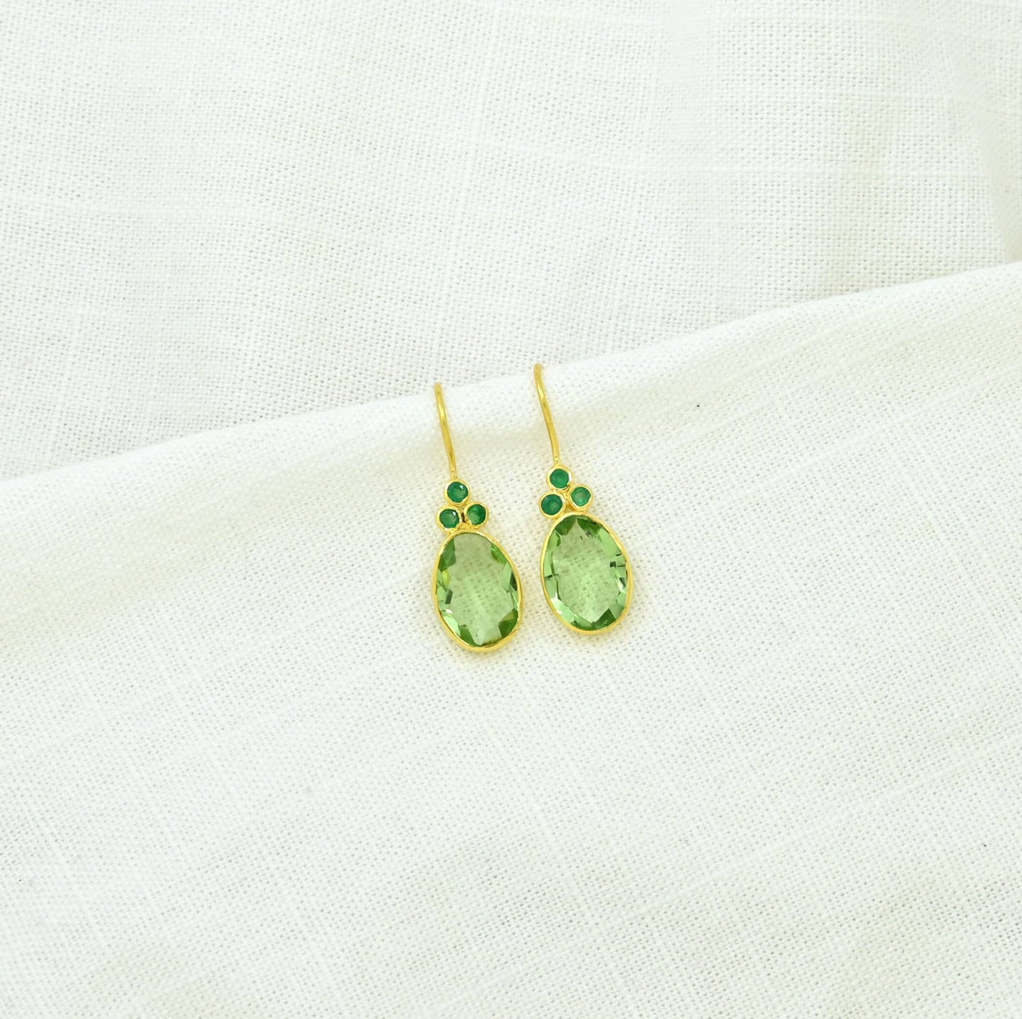 Schmuckoo Berlin - Delilah Earring Gold Plated Silver 925- Prasiolite & Emerald