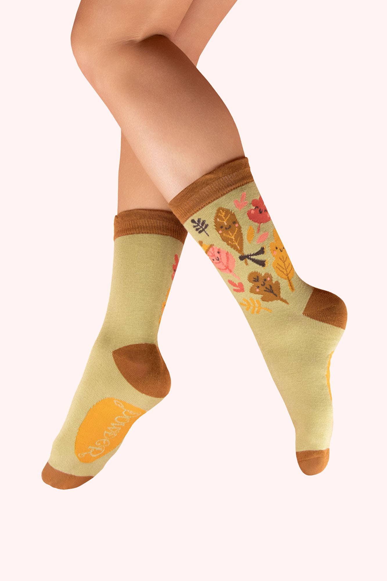 Powder Design inc - US - Women's Ankle Socks - Happy Leaves, Sage