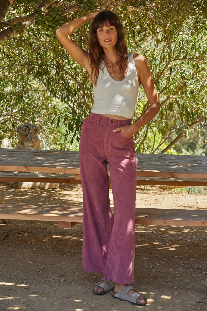 Woven Corduroy High Waisted Straight Fit Pants - By together