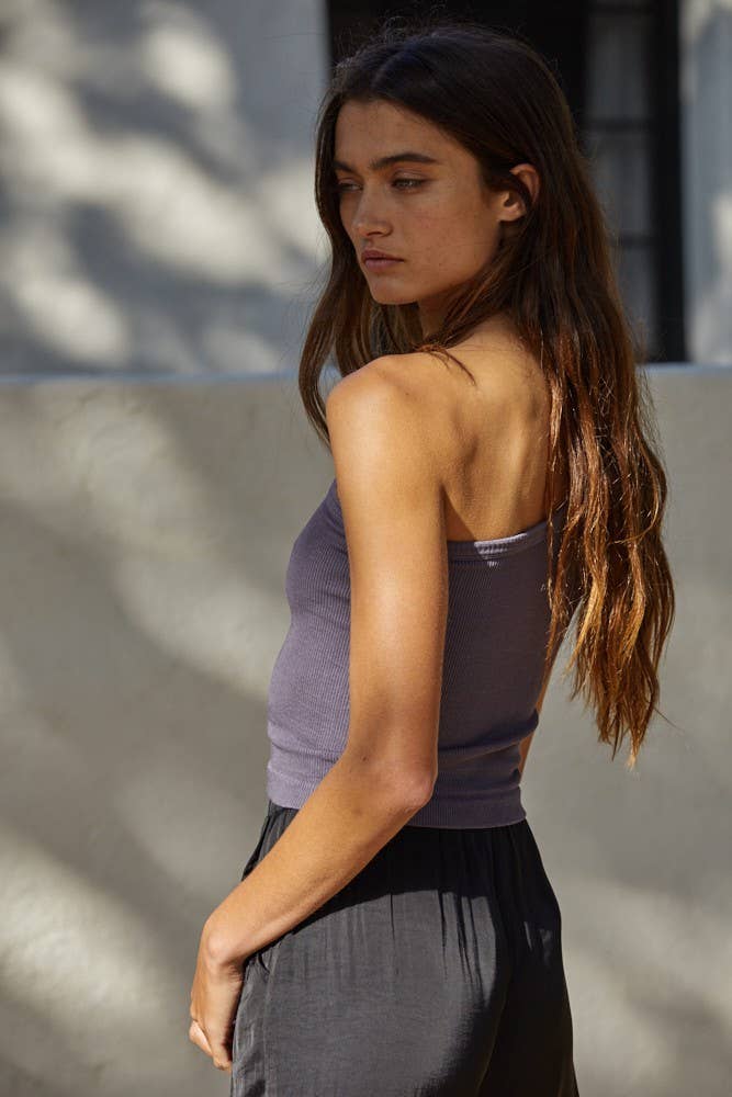 By Together - S1093N | High Quality Seamless One Shoulder Ribbed Top