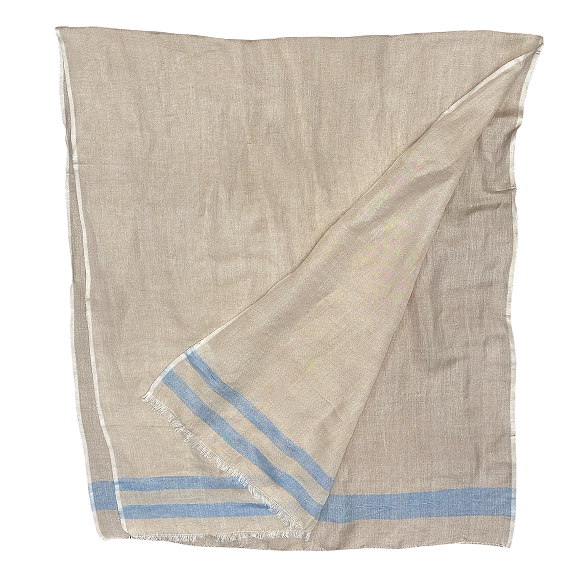 Chloe & Lex - Pure Linen with Fresh Stripes Lightweight Scarf for Women
