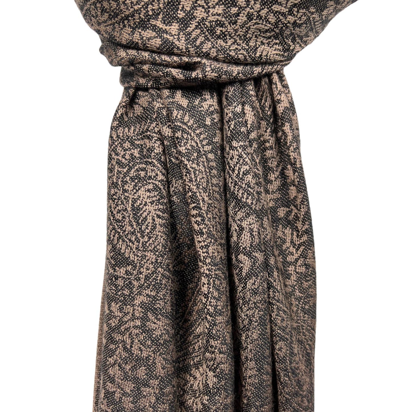 London Scarves - Plain pashmina with paisley print finished with fringes