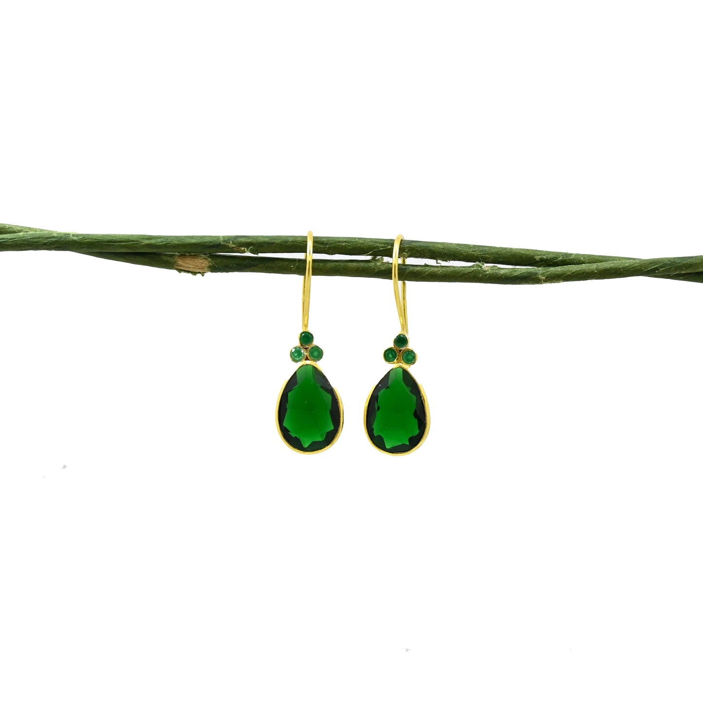 Schmuckoo Berlin - Delilah Earring Gold Silver 925 - Green Tourmaline & Onyx