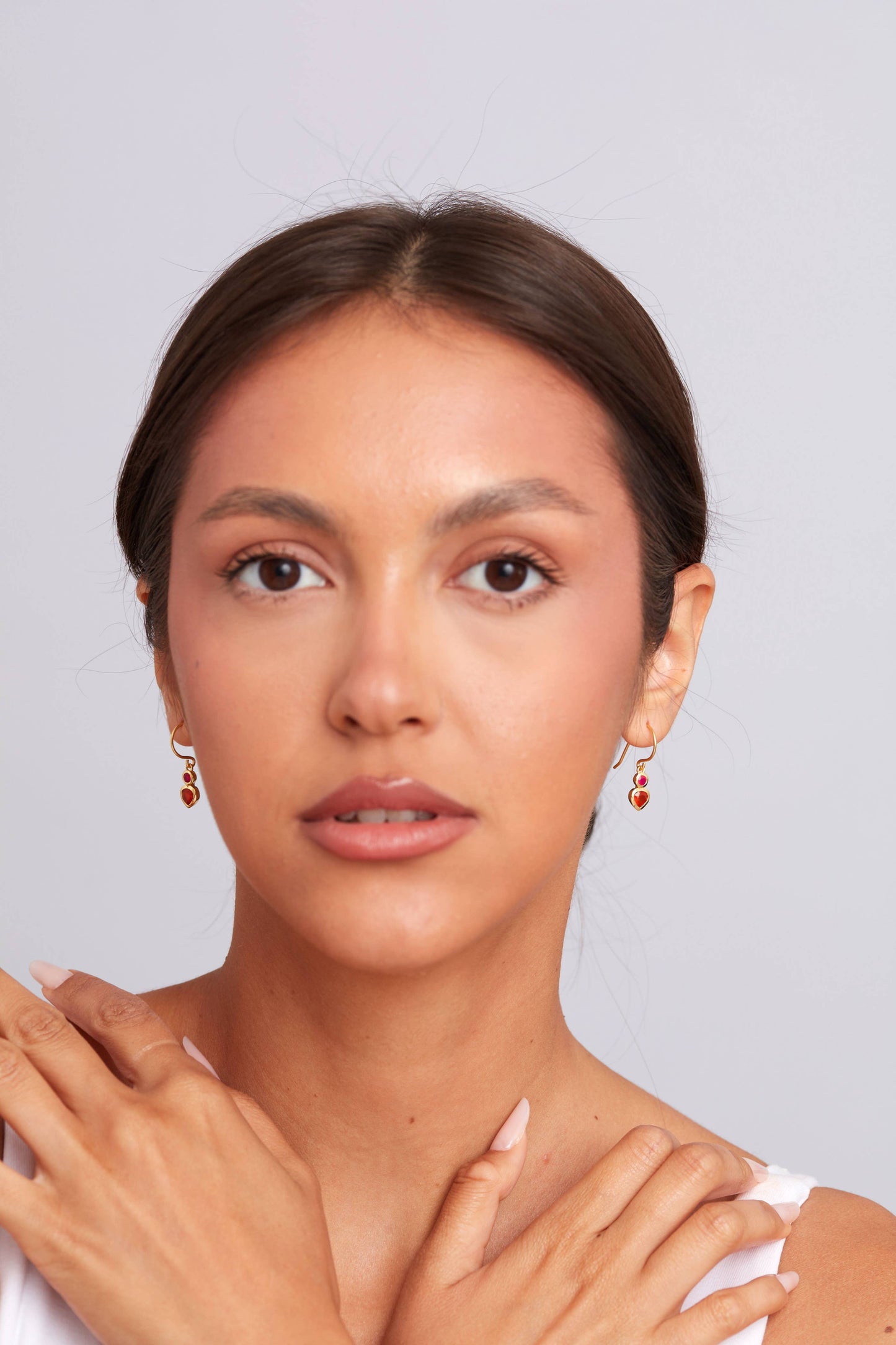 Schmuckoo Berlin - Jazlyn Earring Gold Plated - Carnelian & Pink Fuchsia Onyx