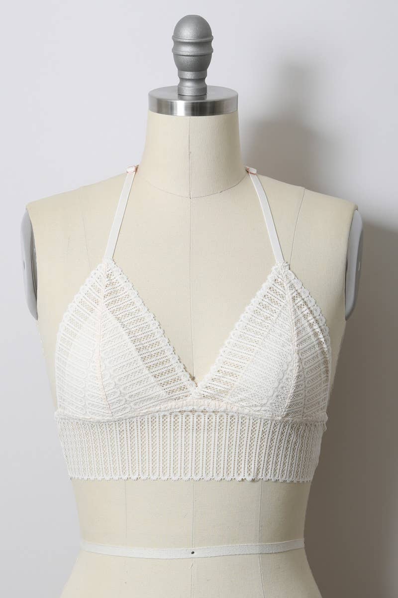 Leto Accessories - Ribbed Lace Boho Racerback Bralette