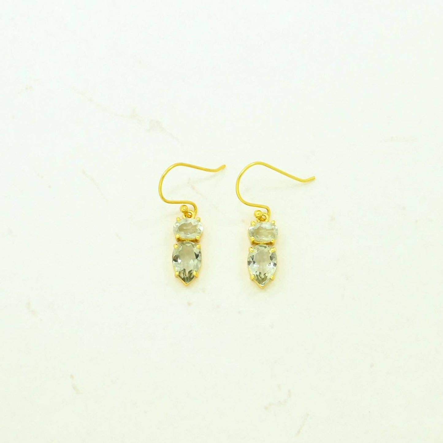 Schmuckoo Berlin - Ella Earrings Gold Silver 925 - Natural Green Amethyst