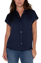 Load image into Gallery viewer, Dolman Sleeve Collared Button Front Woven Blouse
