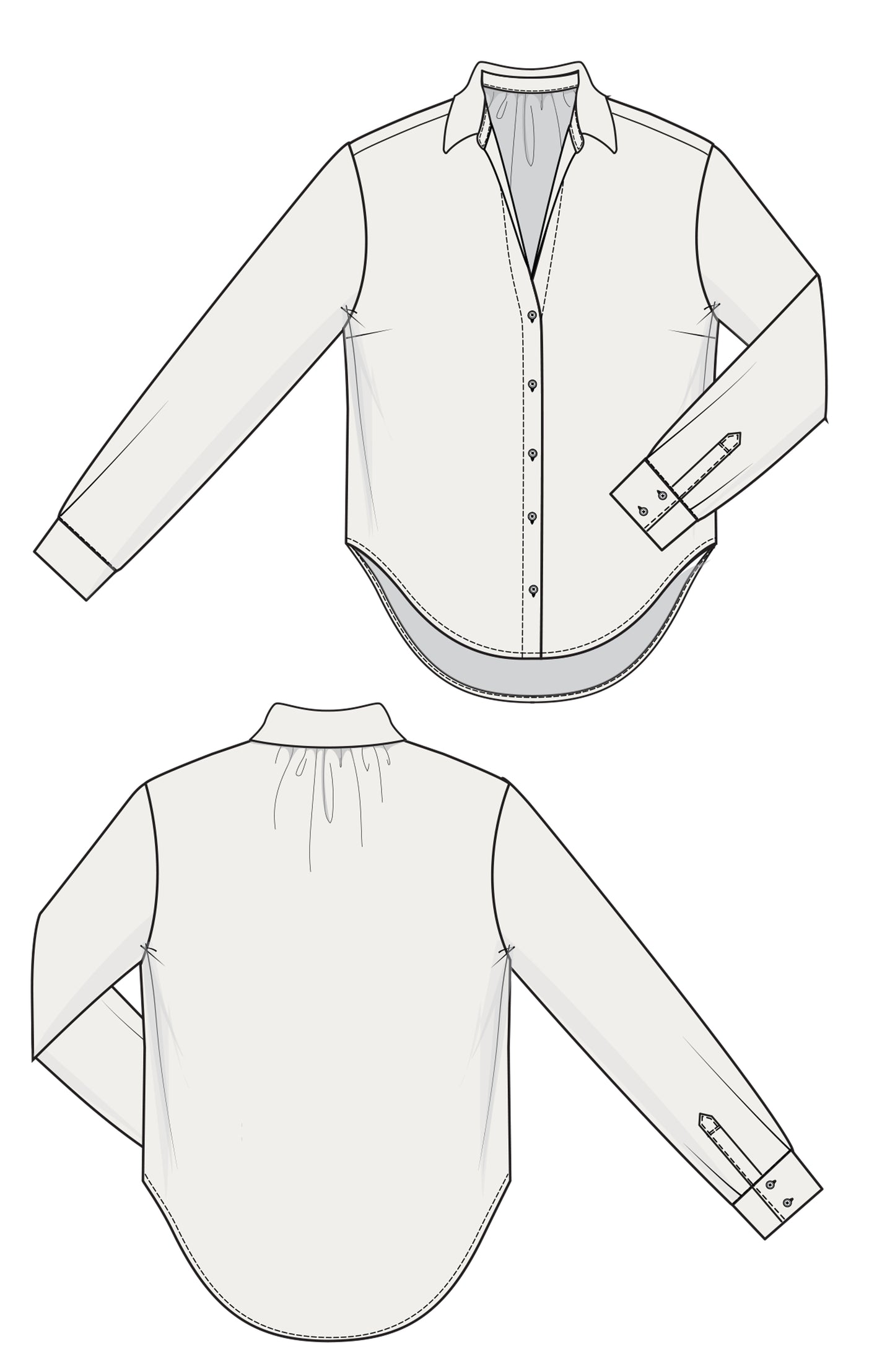 long sleeve collared button front woven blouse
