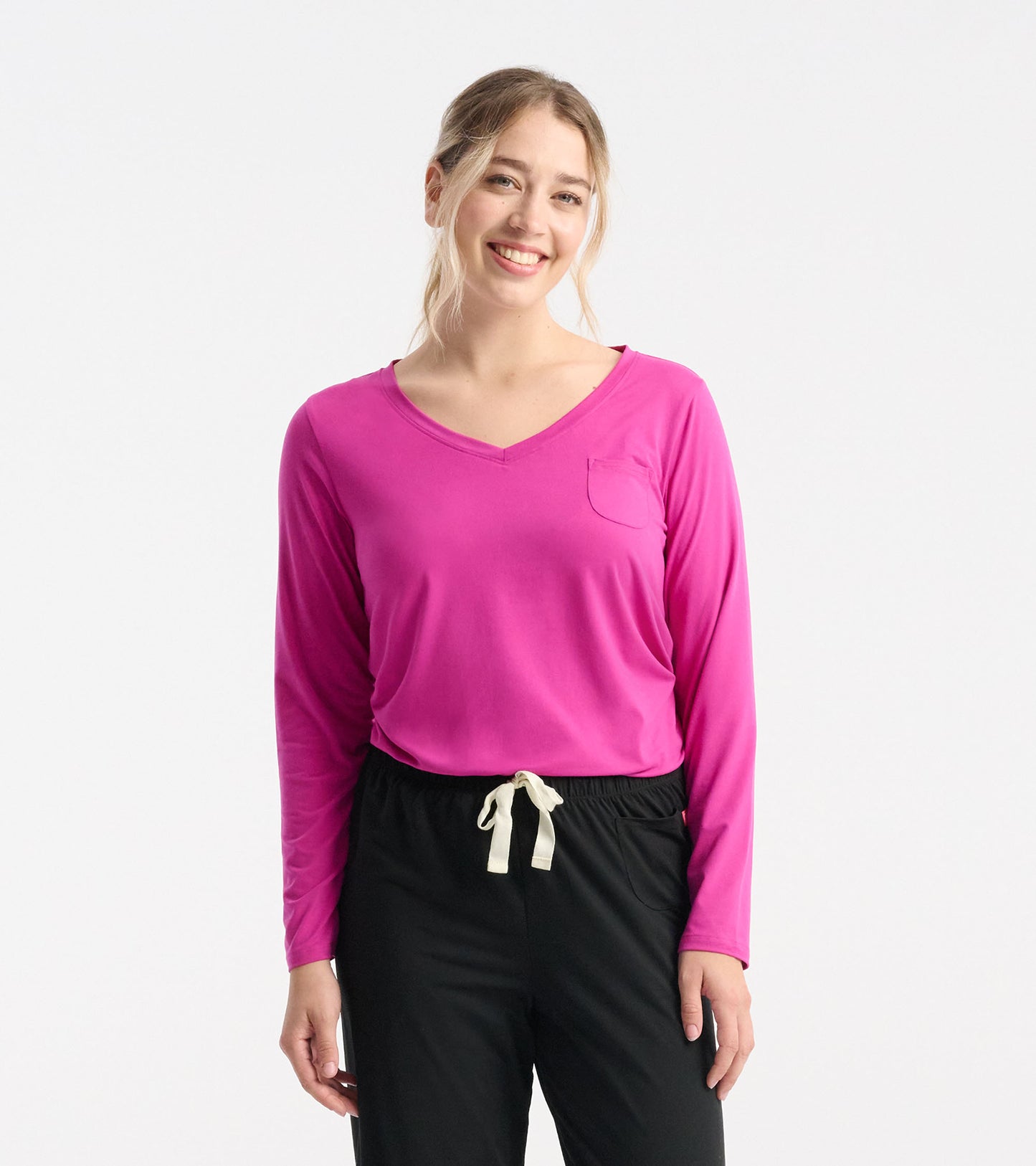 rose violet long sleeve tee in a bag