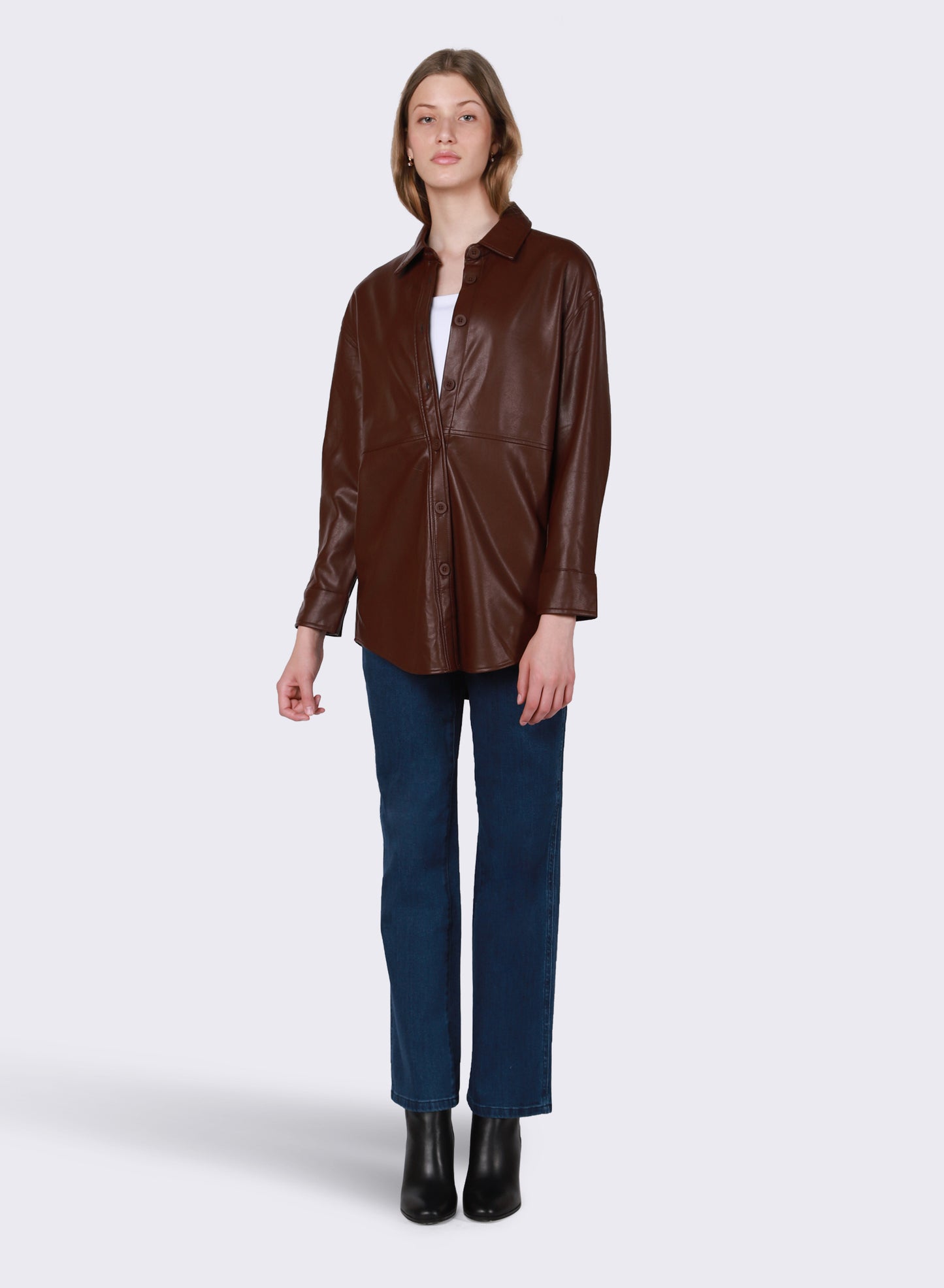 FAUX LEATHER OVERSHIRT