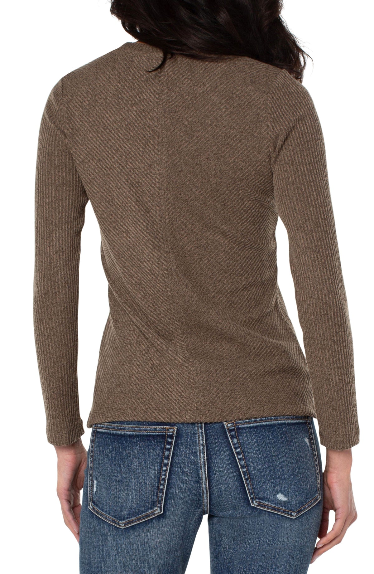Textured Block Long Sleeve Knit Top
