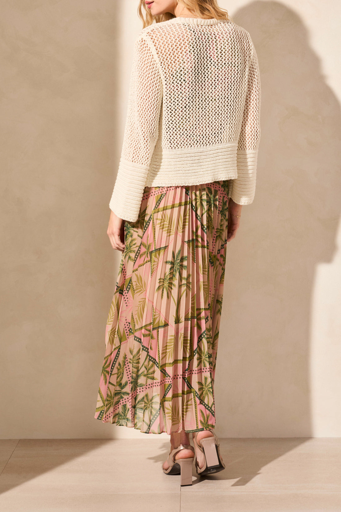 BELL SLEEVE OPEN STITCH SWEATER CARDIGAN