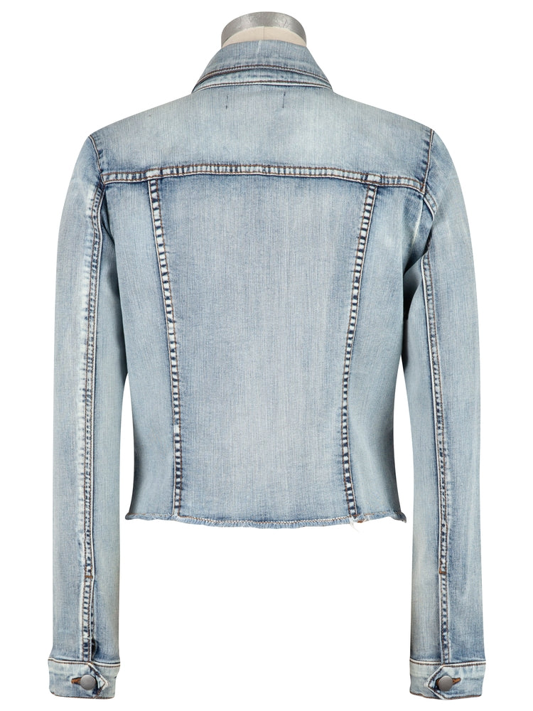 KARA CROP JACKET WITH FRAYED HEM