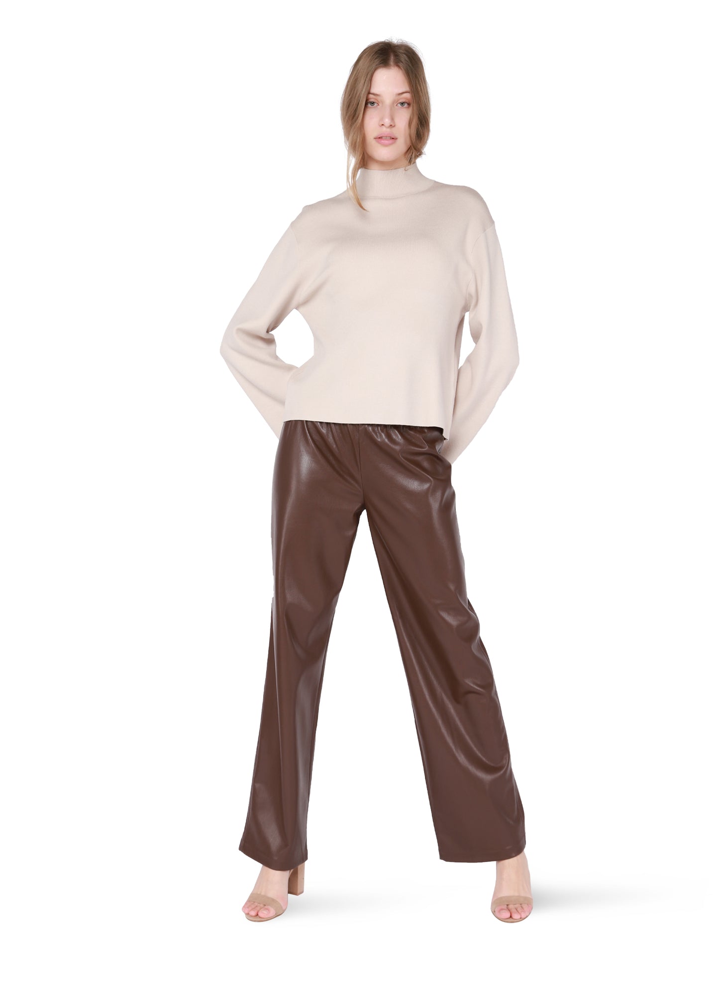 WIDE SLEEVE MOCK NECK SWEATER