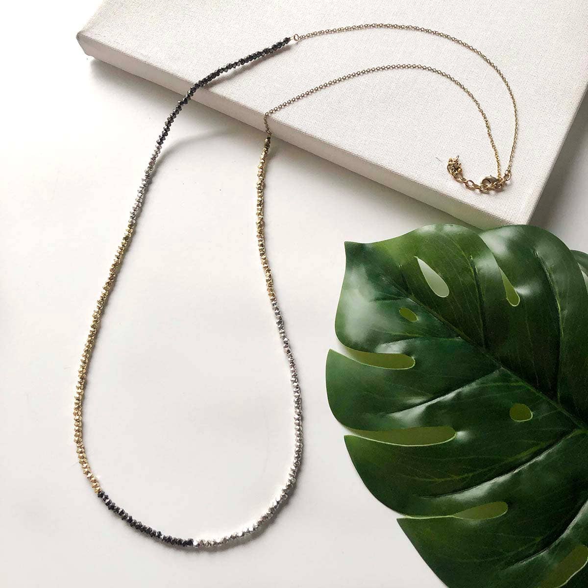 WorldFinds - Long Metallic Block Necklace - Elements Berkeley