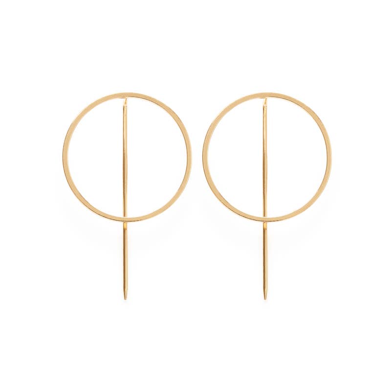 Circle + Line Threader Earrings - Elements Berkeley