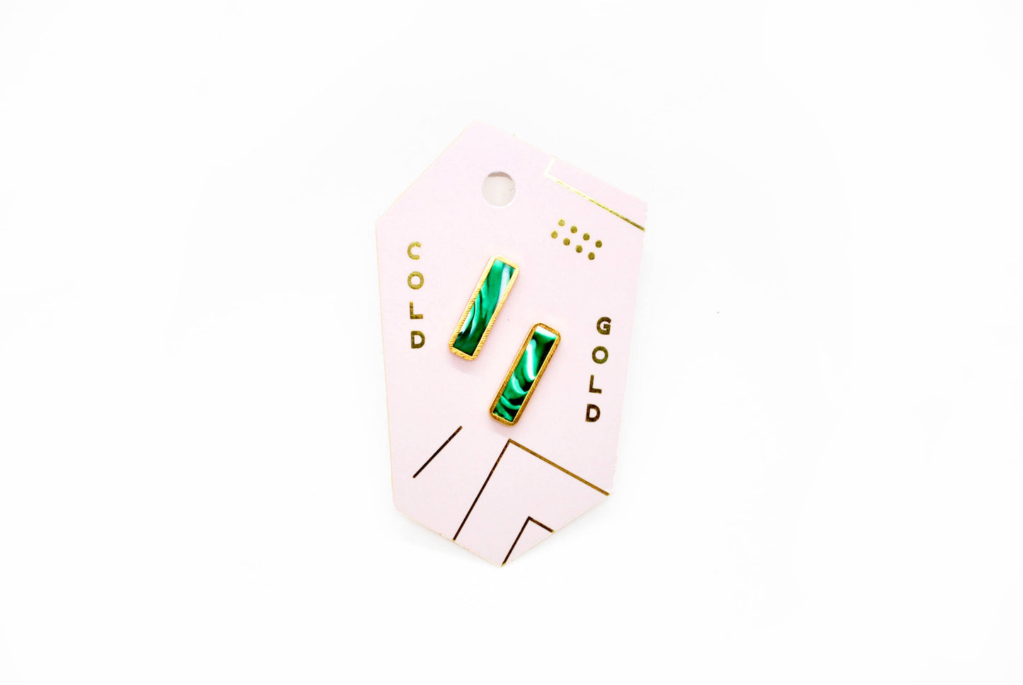 Forest + White Marble Bar Stud Earrings - Elements Berkeley