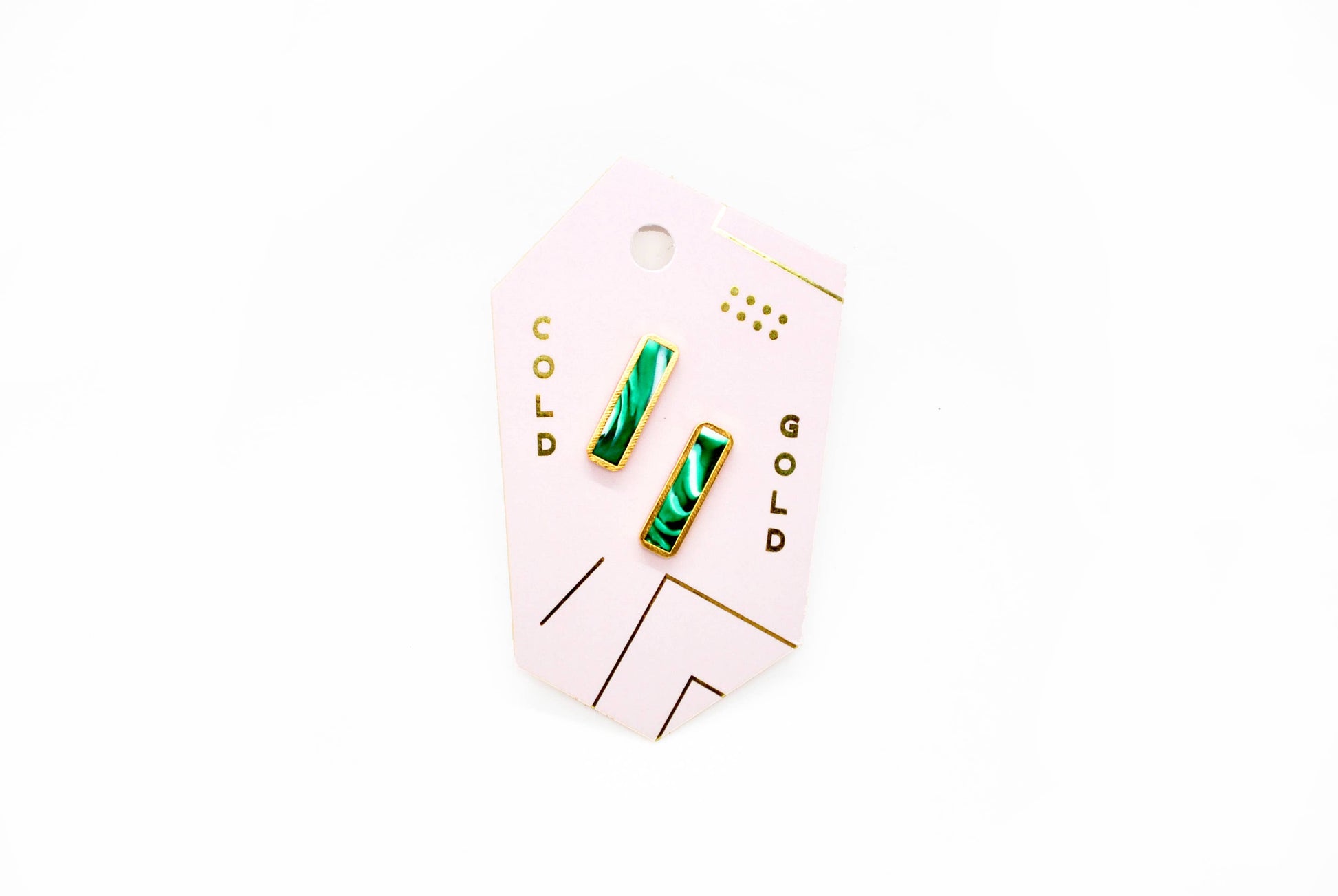 Forest + White Marble Bar Stud Earrings - Elements Berkeley