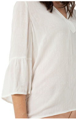 LIVERPOOL Mandarin Collar Bell Sleeve Popover - Elements Berkeley