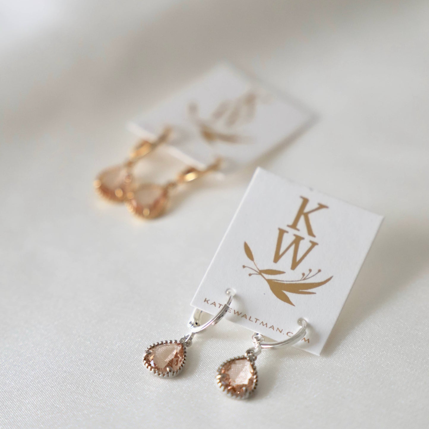 Katie Waltman Jewelry - CHAMPAGNE TEARDROP HUGGIE