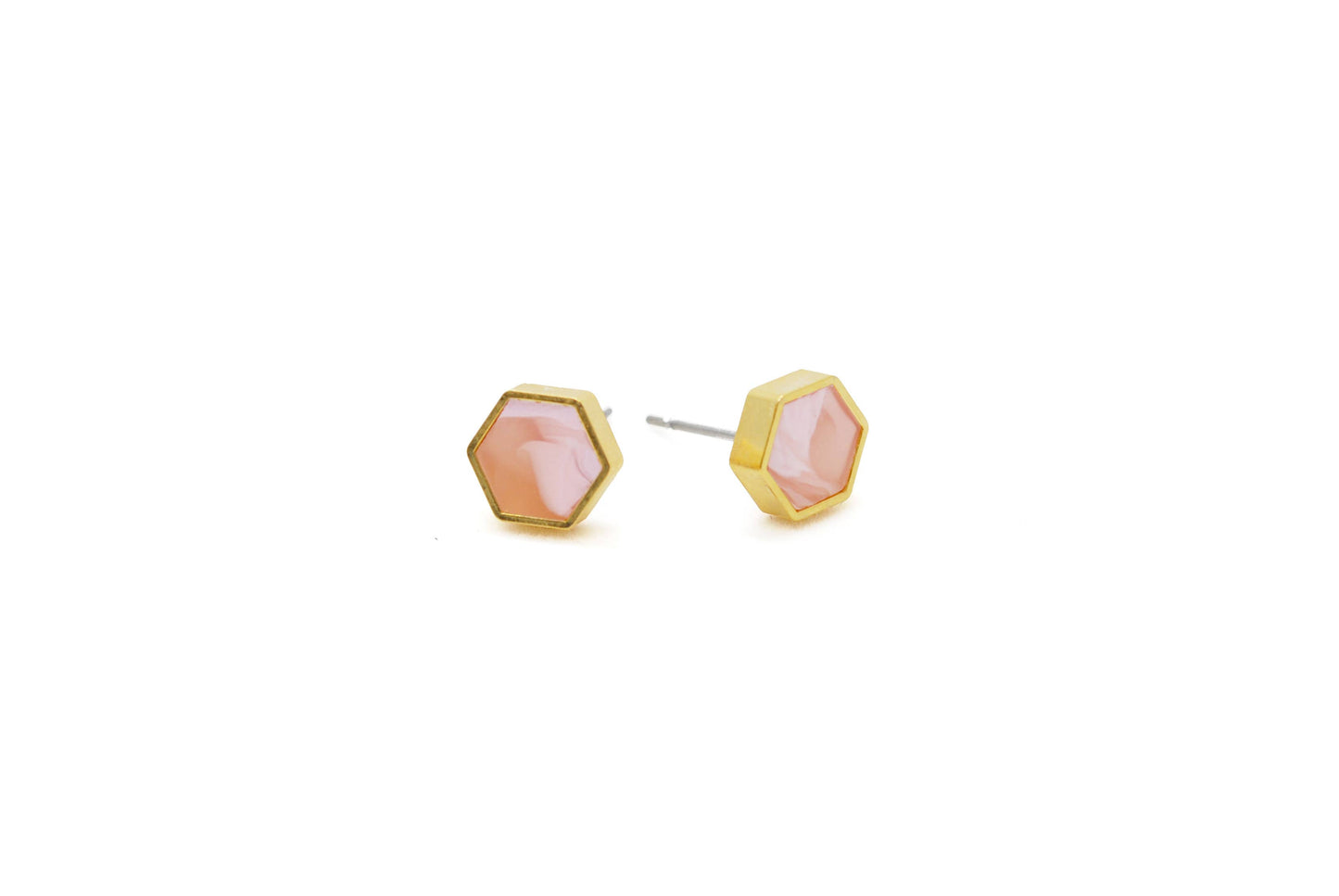 Hexagon Marble Geometric Studs - Elements Berkeley